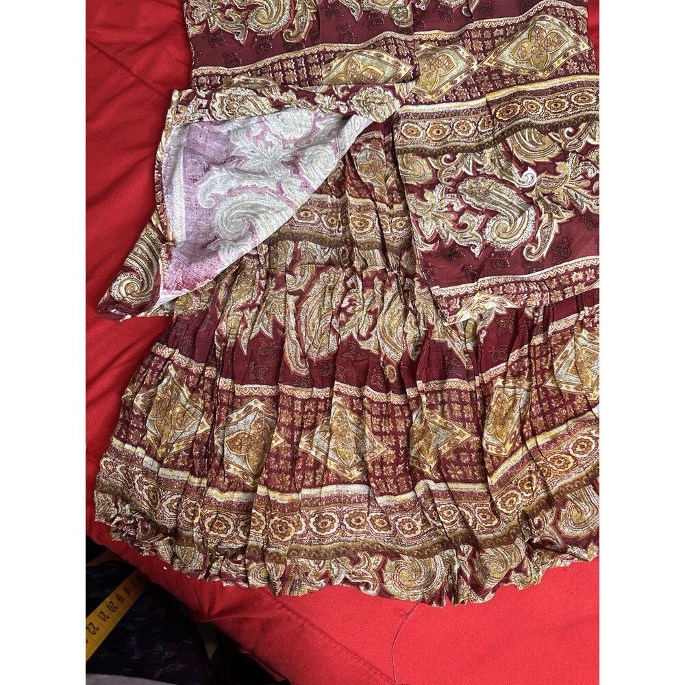 Vintage Simply F Boho Skirt and Shirt Set – Paisley Print Rayon – Size L – India